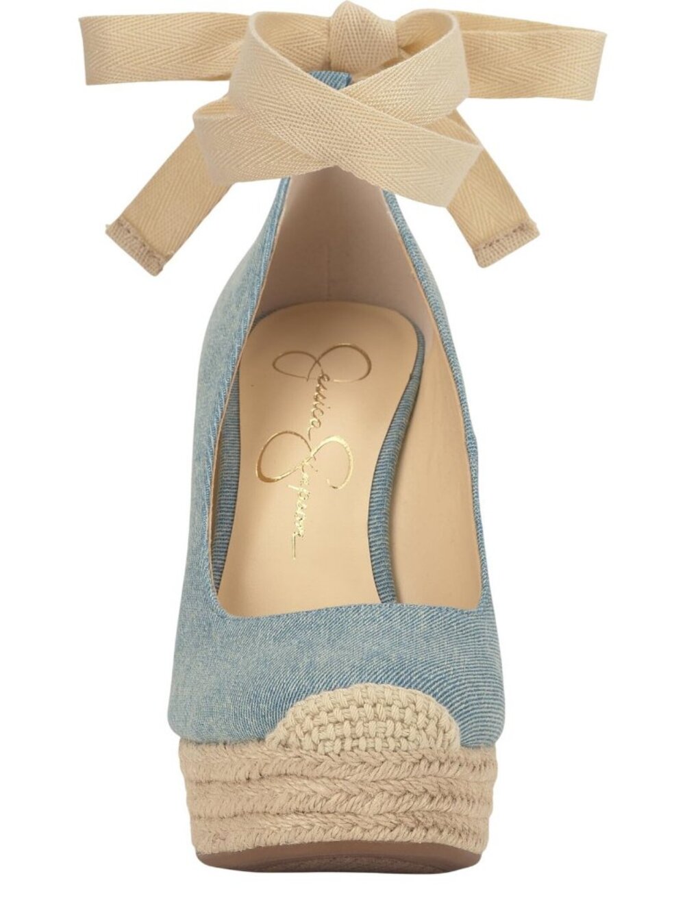 Jessica Simpson Zexie Espadrille Wedge Ankle Wrap Sandals Medium Blue Denim 7M - Picture 11 of 16